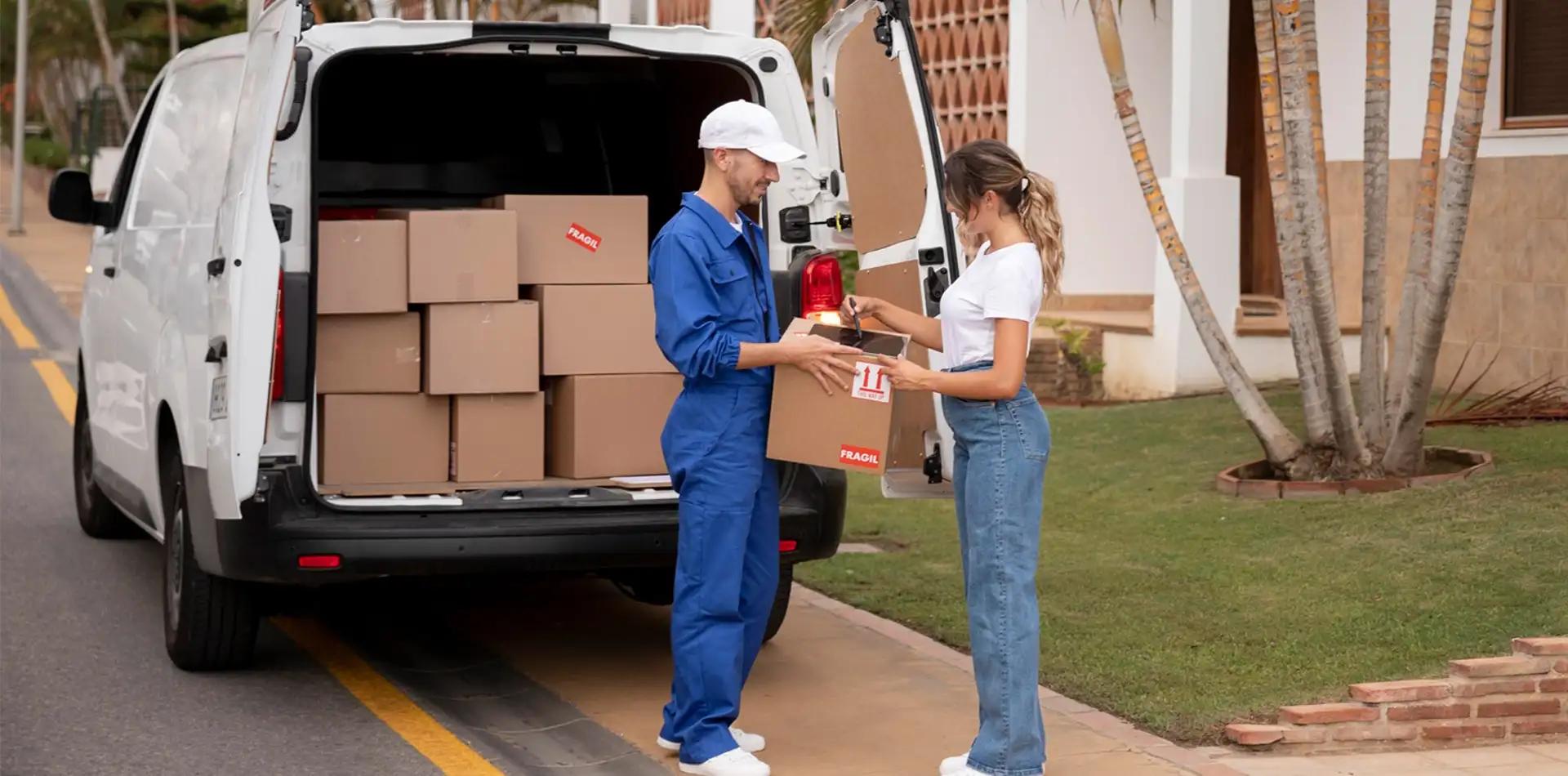 Pallets being moved inside a distribution facility